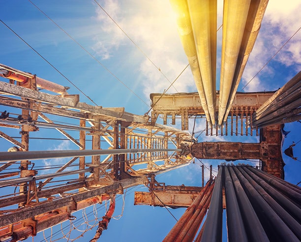 Oil Drilling Rig Derrick Upward View