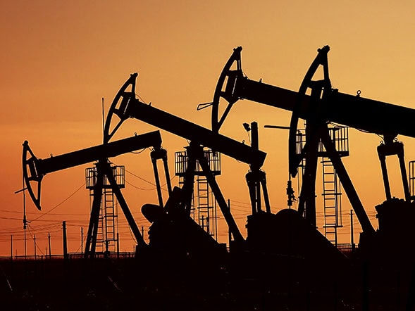 Oil Pump Jacks Sunset Oilfield Production